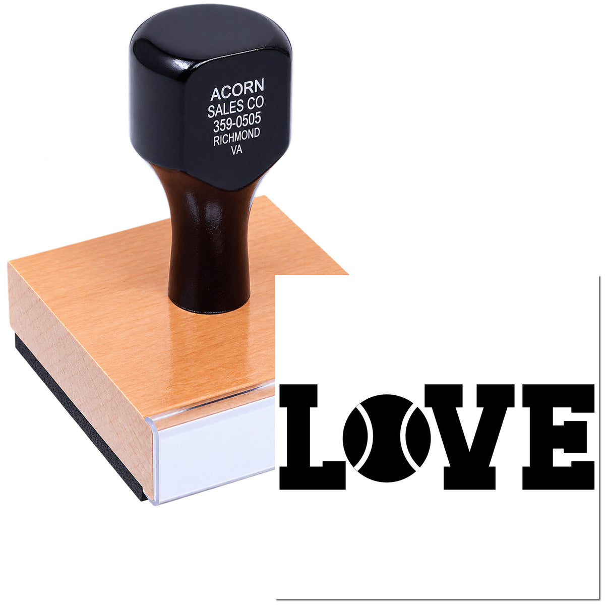 Custom rubber stamp with LOVE design for wedding invitations, crafts, and personalized stationery.