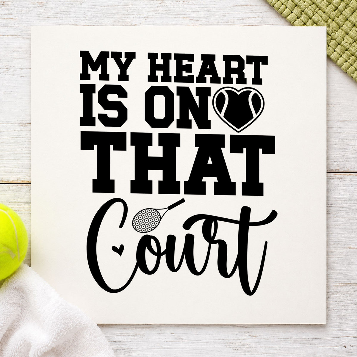 Heart On That Court rubber stamp printed in black ink, ready for pattern heart cards and similar paper crafts.