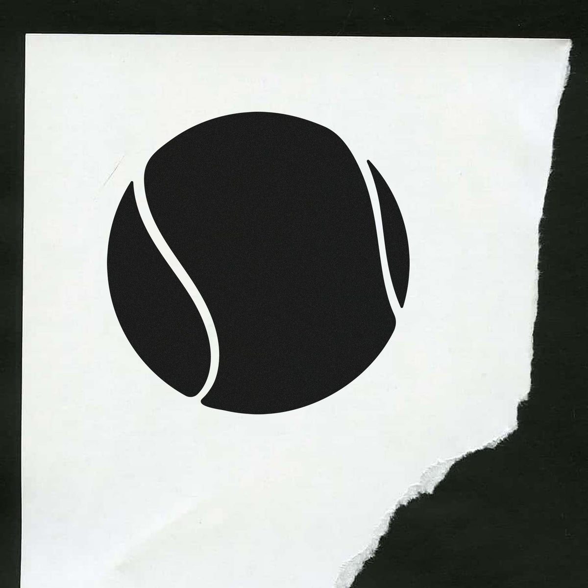 Tennis ball rubber stamp design with bold black silhouette, ideal for sports-themed crafts, invitations, and custom stamping.