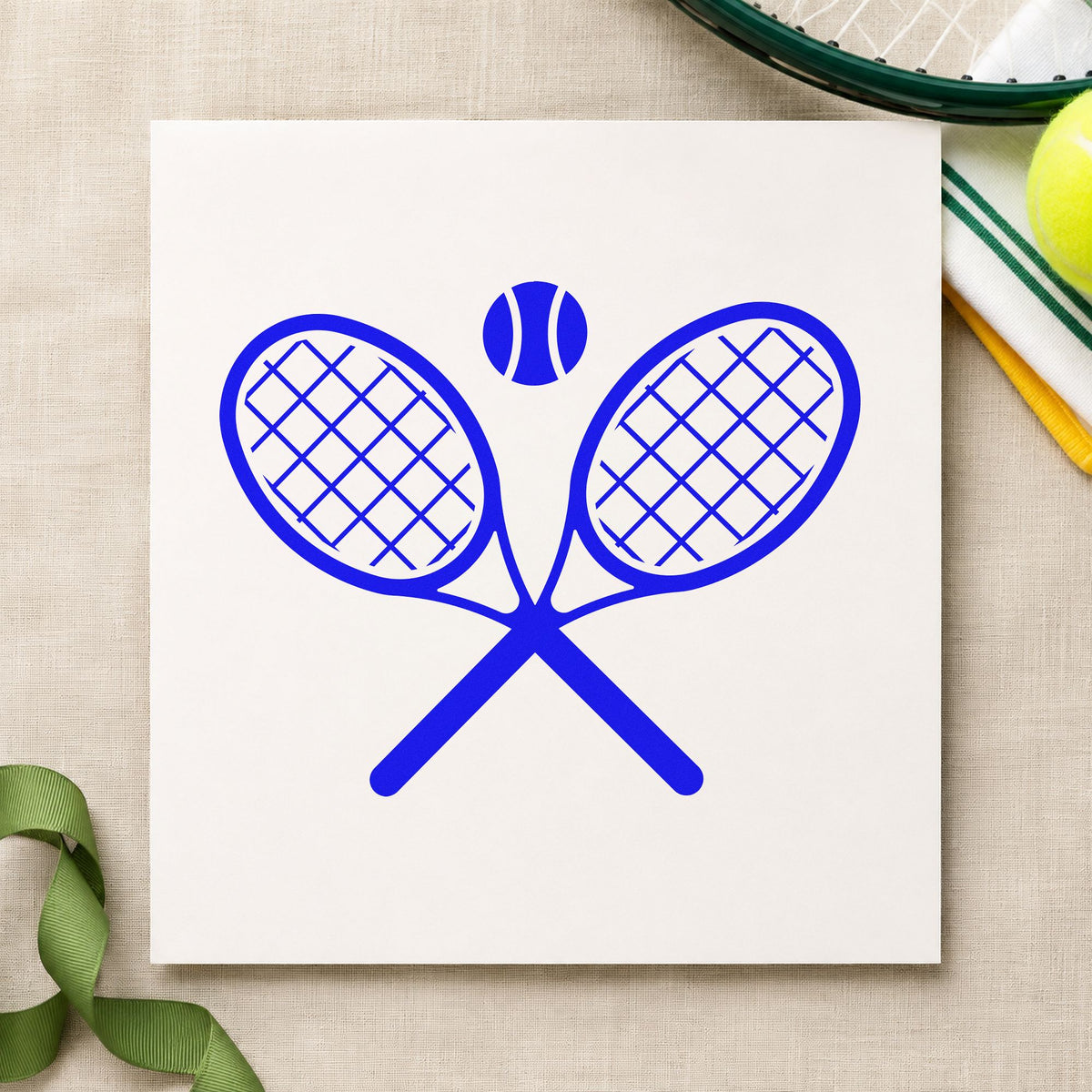 Crossed Tennis Rackets Ball Duo Hand Stamp in use 5