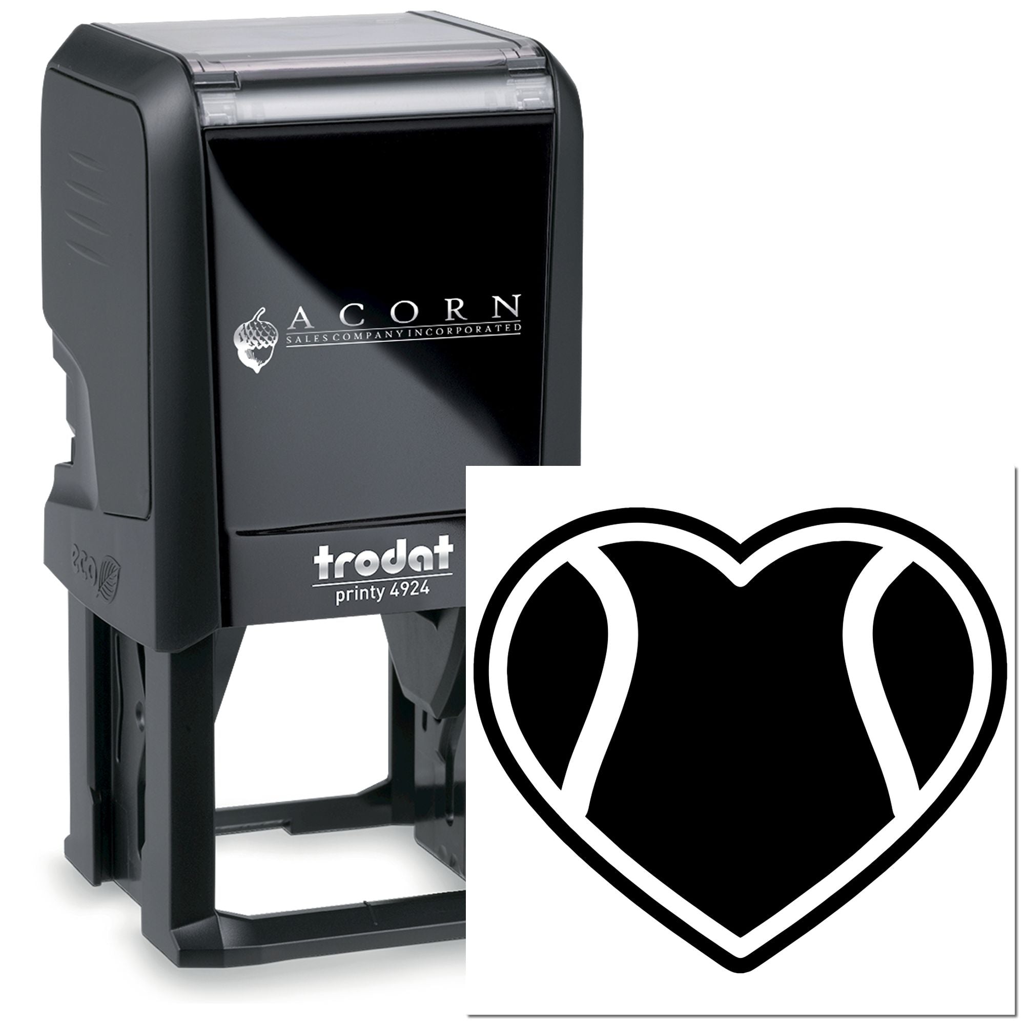 Trodat Printy 4924 self-inking rubber stamp with custom heart logo imprint for branding and business use