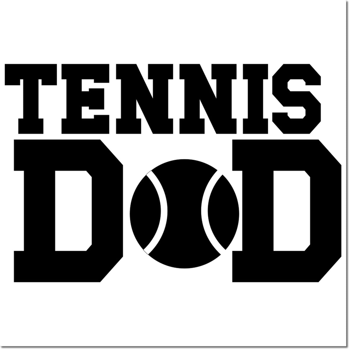 Tennis Dad rubber stamp design with bold tennis ball graphic for sports-themed gifts, scrapbooks, and custom stamping projects