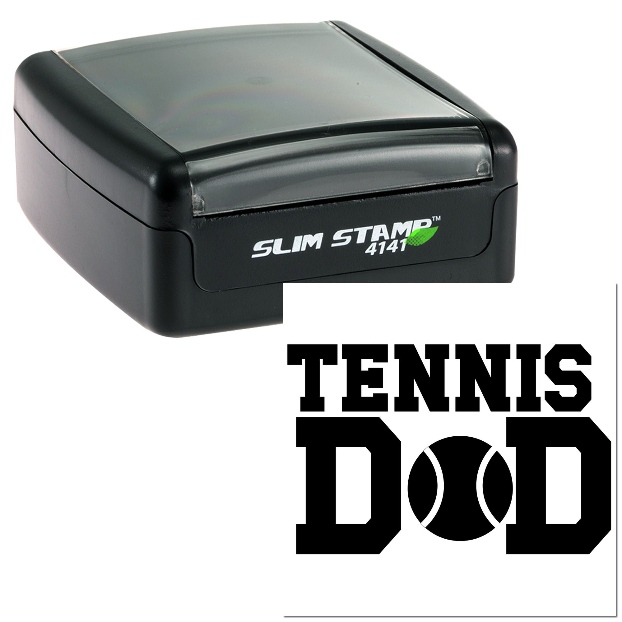 Tennis Dad self-inking rubber stamp with custom sports-themed imprint for cards, gifts and crafts.