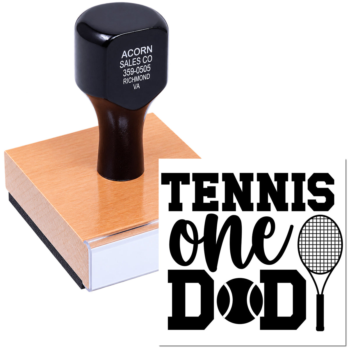 Custom self-inking rubber stamp with tennis dad design, ideal for personalized sports gifts, cards, and coach stationery.