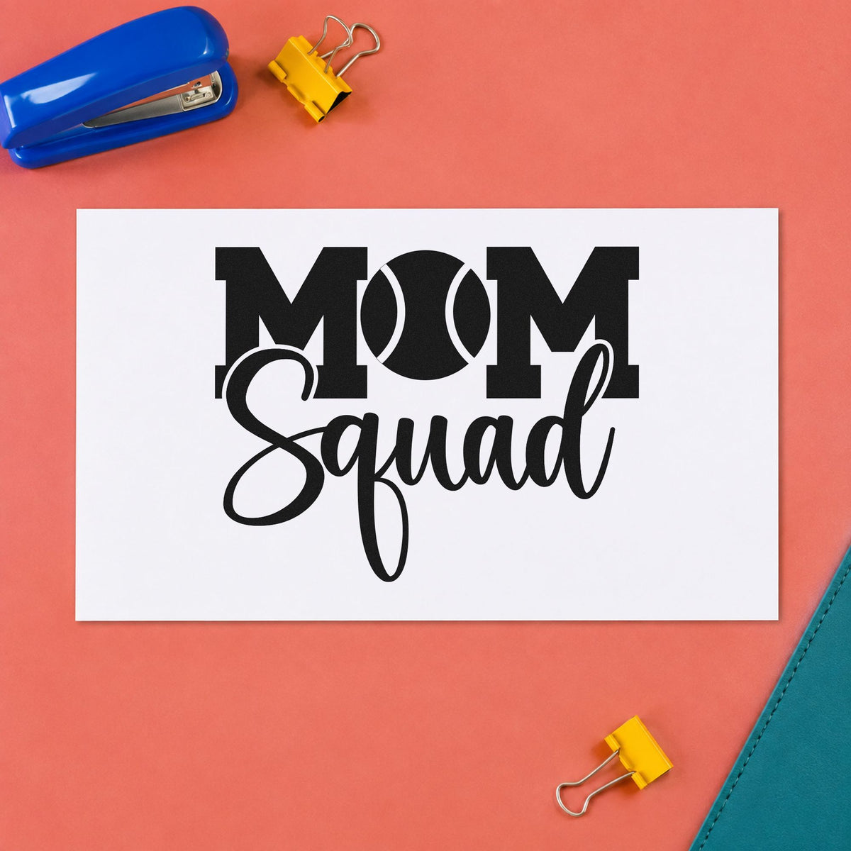 Tennis Mom Squad Word Art Slim Pre-Inked Stamp in use 4