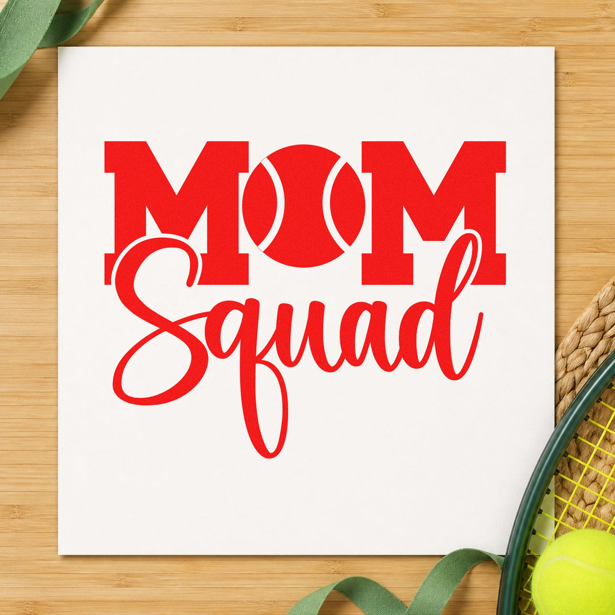 Tennis Mom Squad Word Art Rubber Stamp – Wood Handle in use 7