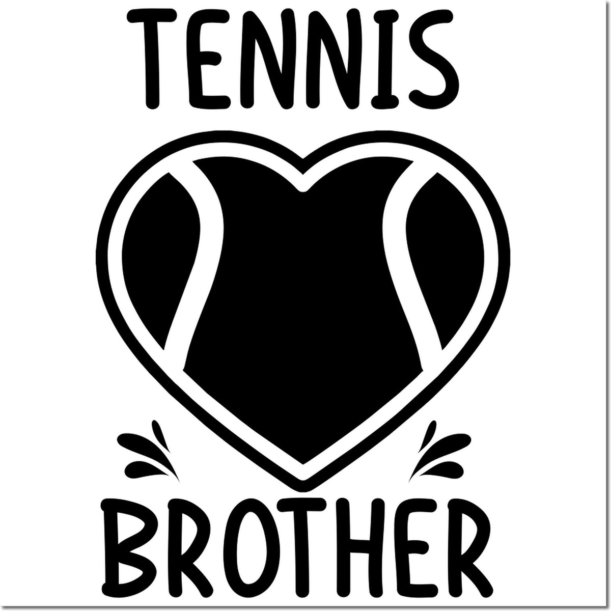 Tennis Brother rubber stamp design with heart-shaped tennis ball graphic