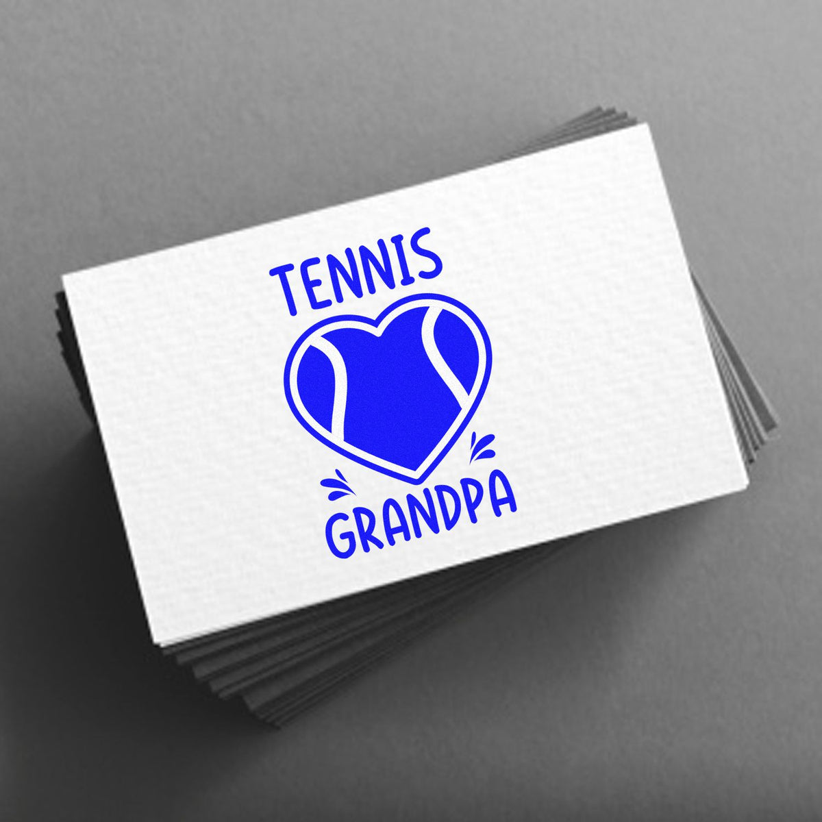 Tennis Grandpa rubber stamp design with heart tennis ball icon, perfect for personalized sports gifts, cards, and crafts.