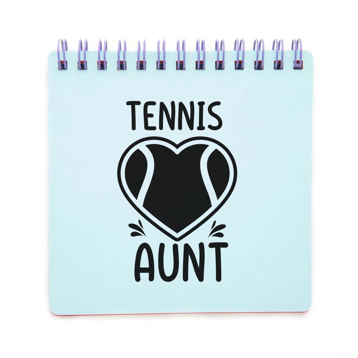 Tennis aunt rubber stamp design with heart-shaped tennis ball icon, perfect for custom gifts and sports-themed crafting.