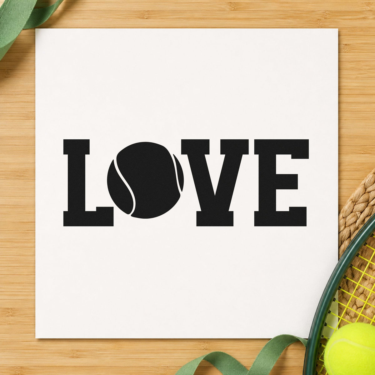 Love Tennis Solid Ball Letter Rubber Stamp – Duo Hand in use 3