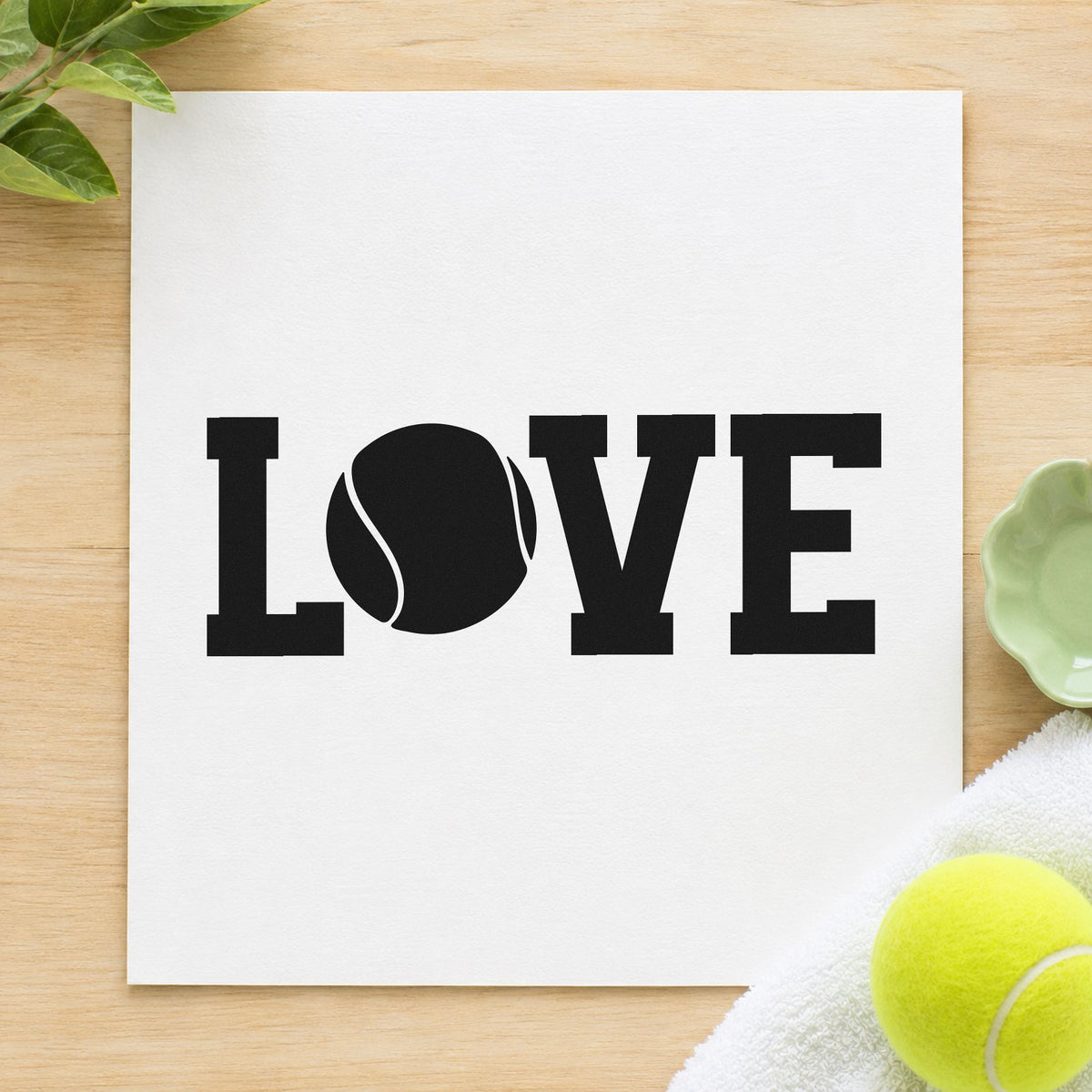 Love Tennis Solid Ball Letter Rubber Stamp – Duo Hand in use 4