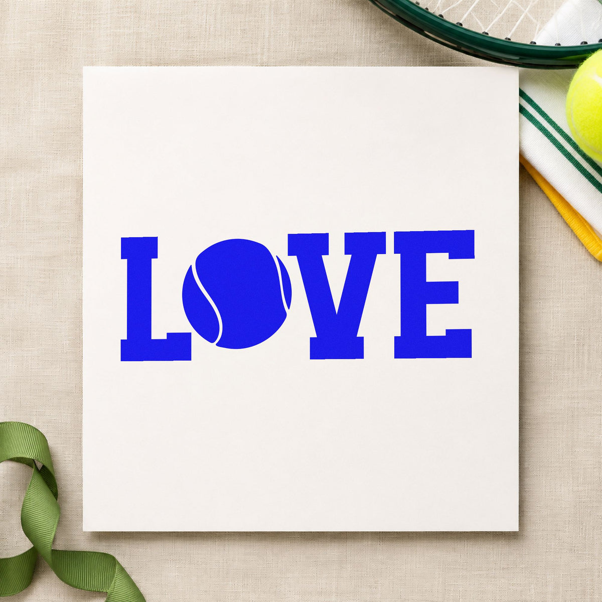 Love Tennis Solid Ball Letter Rubber Stamp – Duo Hand in use 5