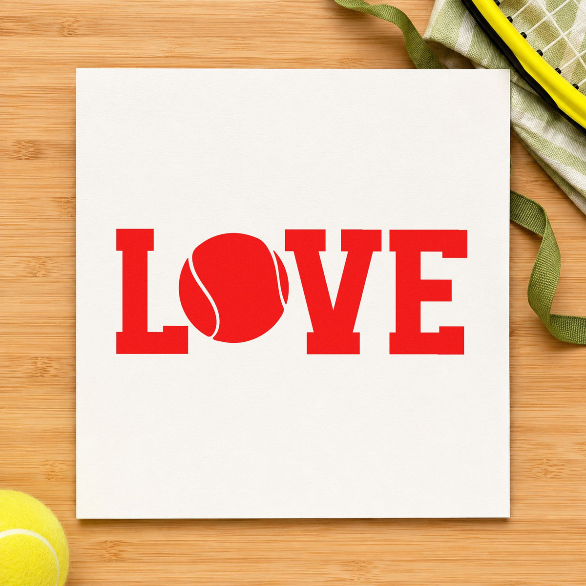 Love Tennis Solid Ball Letter Rubber Stamp – Duo Hand in use 7