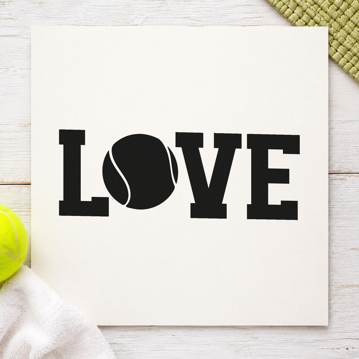 Love Tennis Solid Ball Letter Rubber Stamp – Duo Hand in use 9
