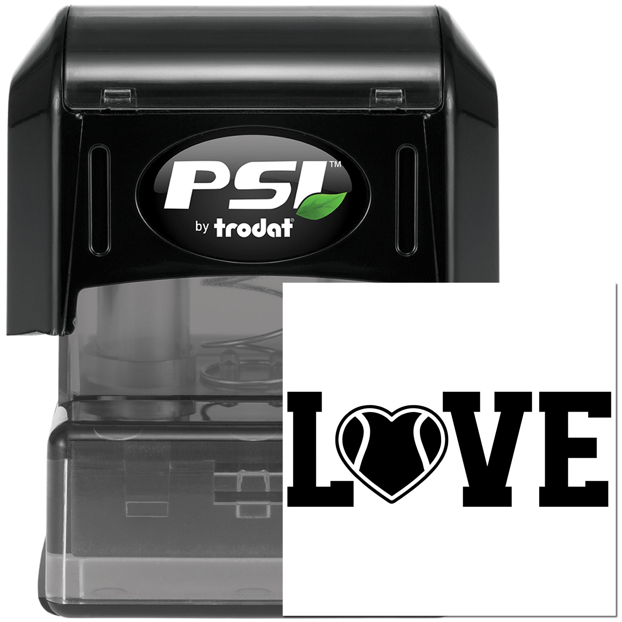 PSI by Trodat self-inking rubber stamp with LOVE heart design for custom wedding and craft stamping