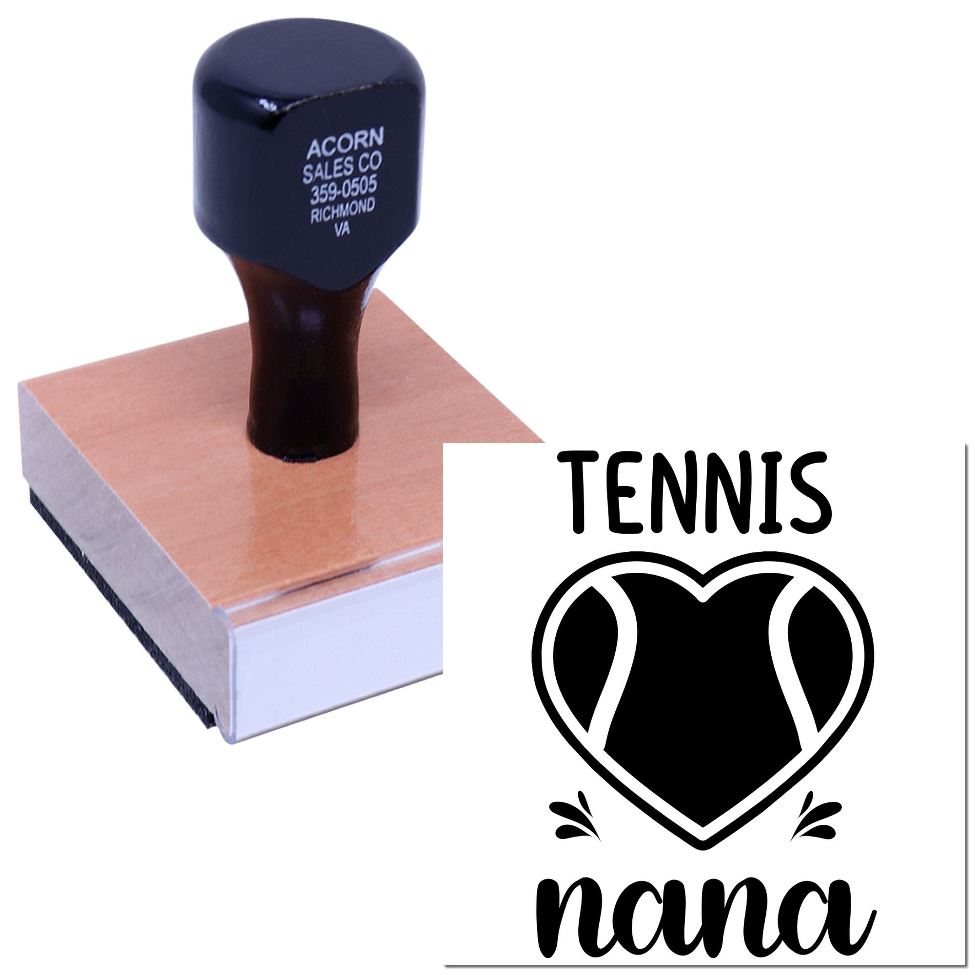Custom Tennis Nana rubber stamp for crafting personalized cards, gifts, and tennis-themed projects.
