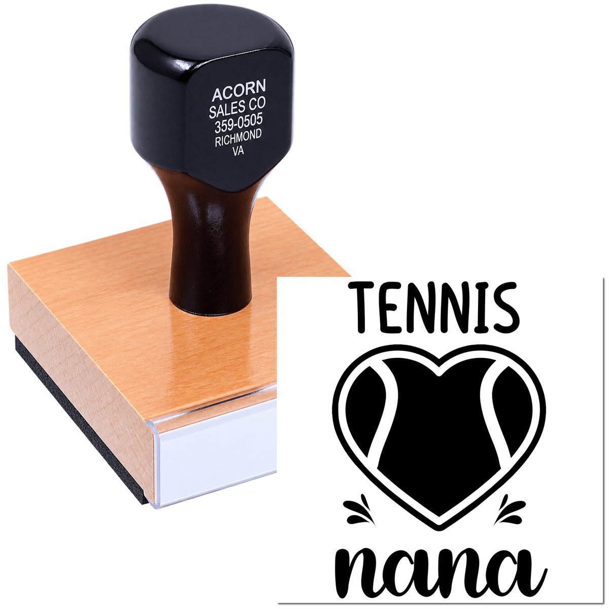 Custom Tennis Nana rubber stamp for crafting personalized cards, gifts, and tennis-themed projects.