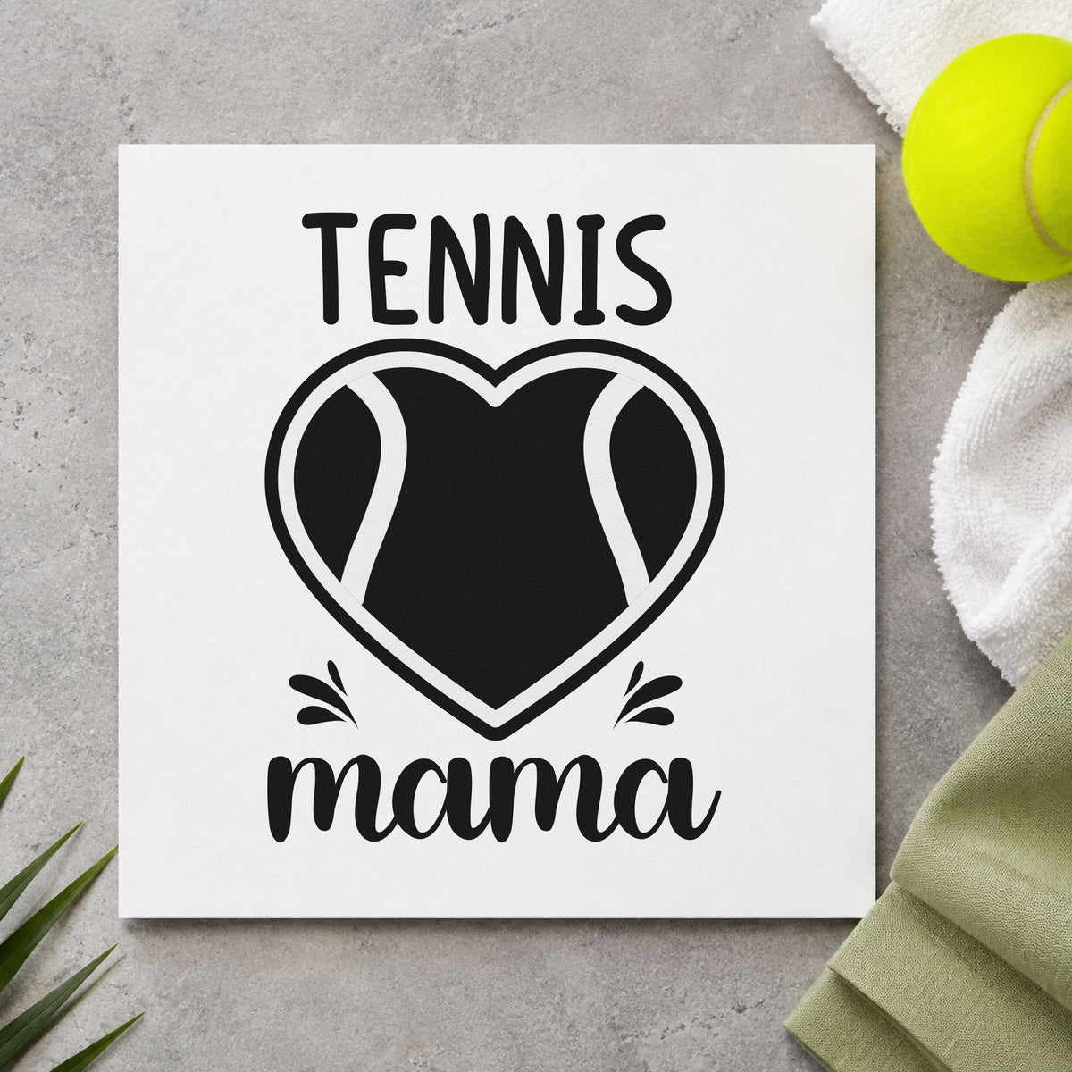 Mama Tennis Heart Lettering PSI Pre-Inked Stamp in use 10