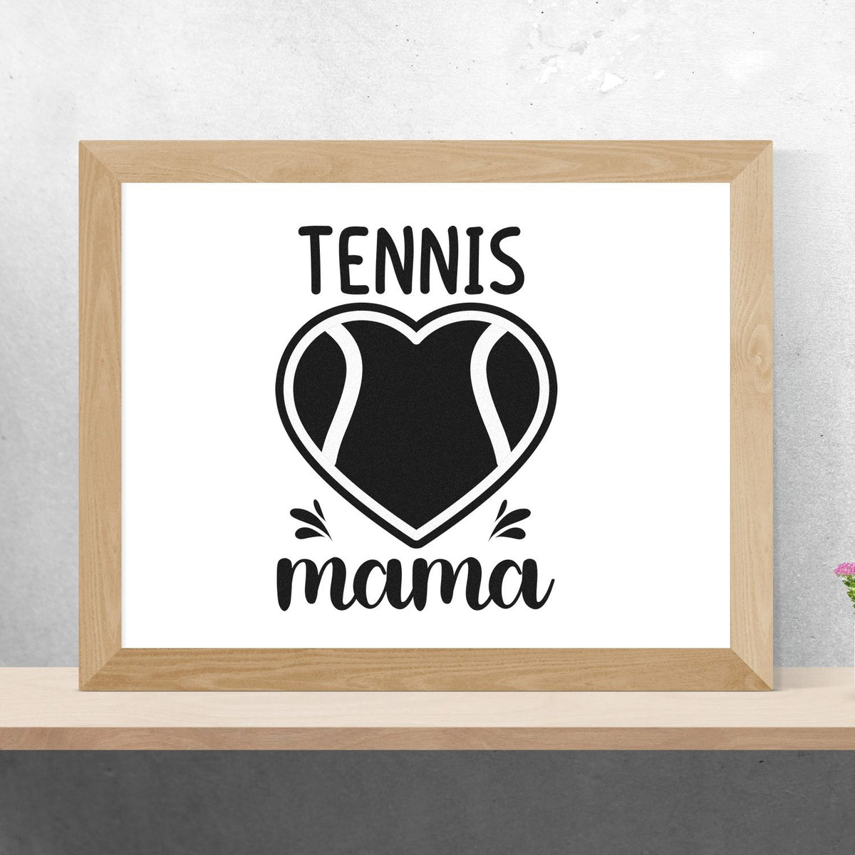 Tennis mama custom rubber stamp with heart tennis ball graphic for sports gifts and craft projects