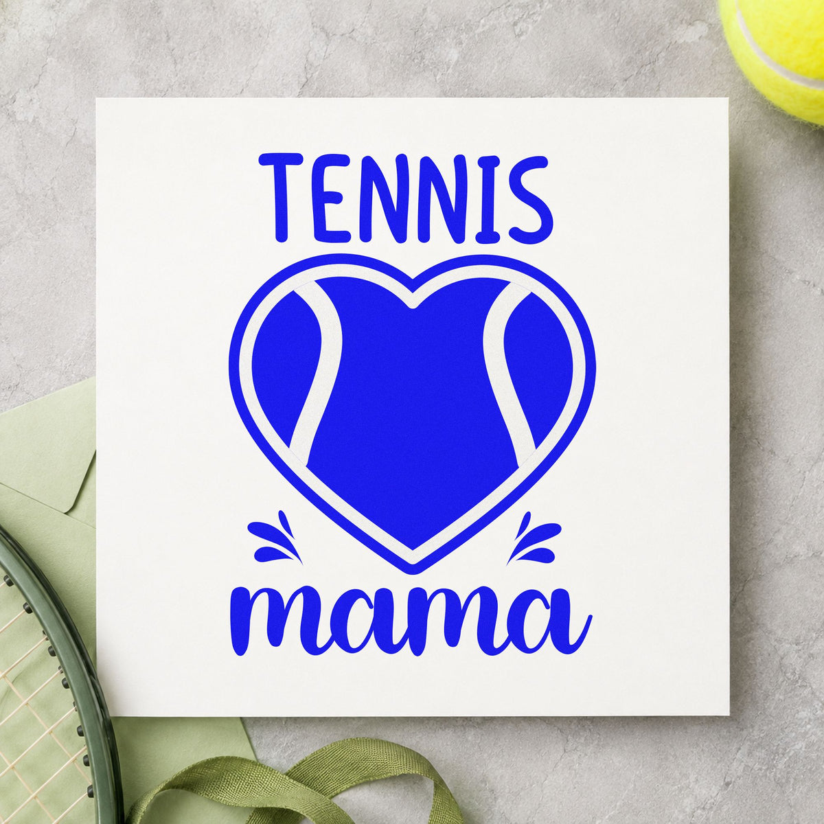 Mama Tennis Heart Lettering PSI Pre-Inked Stamp in use 6