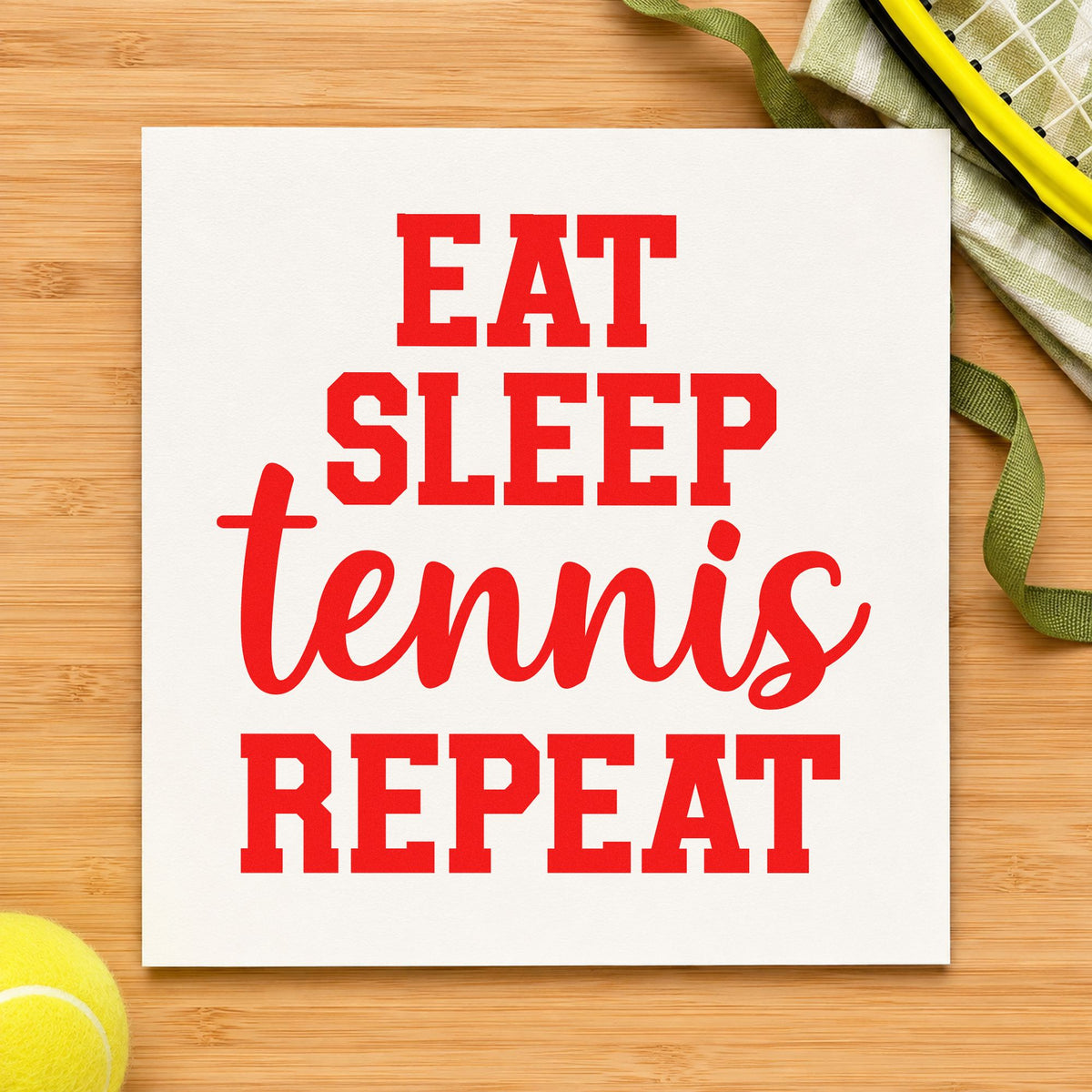 Eat Sleep Tennis Repeat Script Lettering Stamp – Self-Inking in use 7