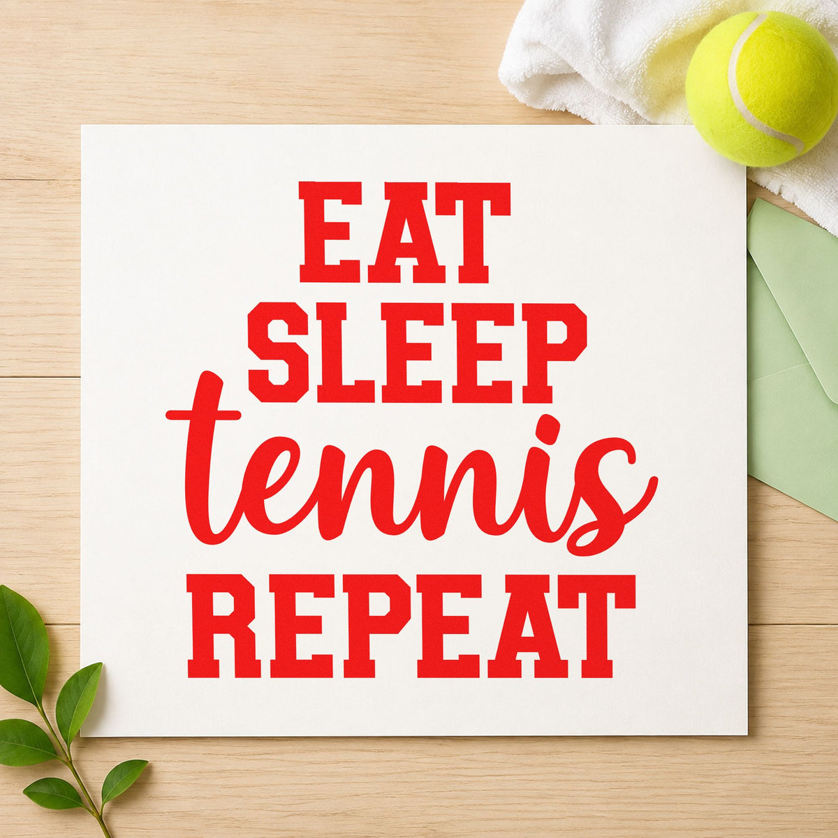 Eat Sleep Tennis Repeat Script Lettering Stamp – Self-Inking in use 8