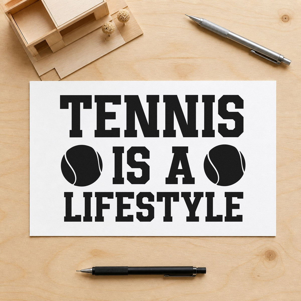 Slim Pre-Inked Tennis Lifestyle Ball Pair Stamp in use 4