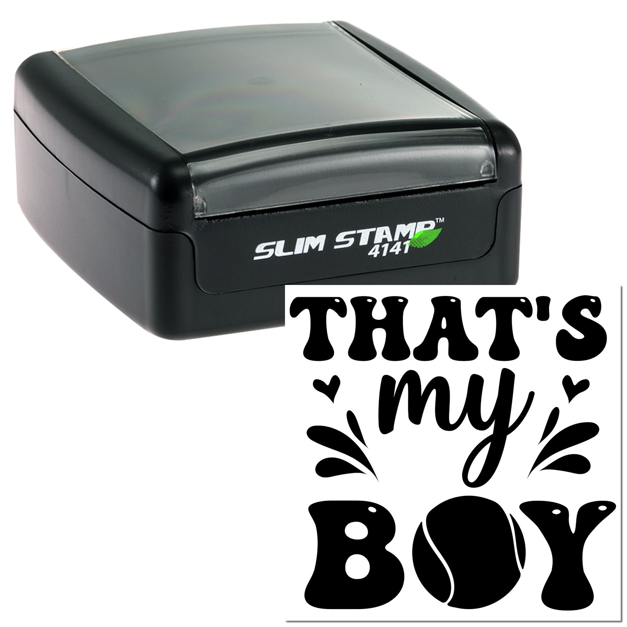 Self-inking rubber stamp with Thats My Boy design, ideal for custom personalized stamping and gift projects.