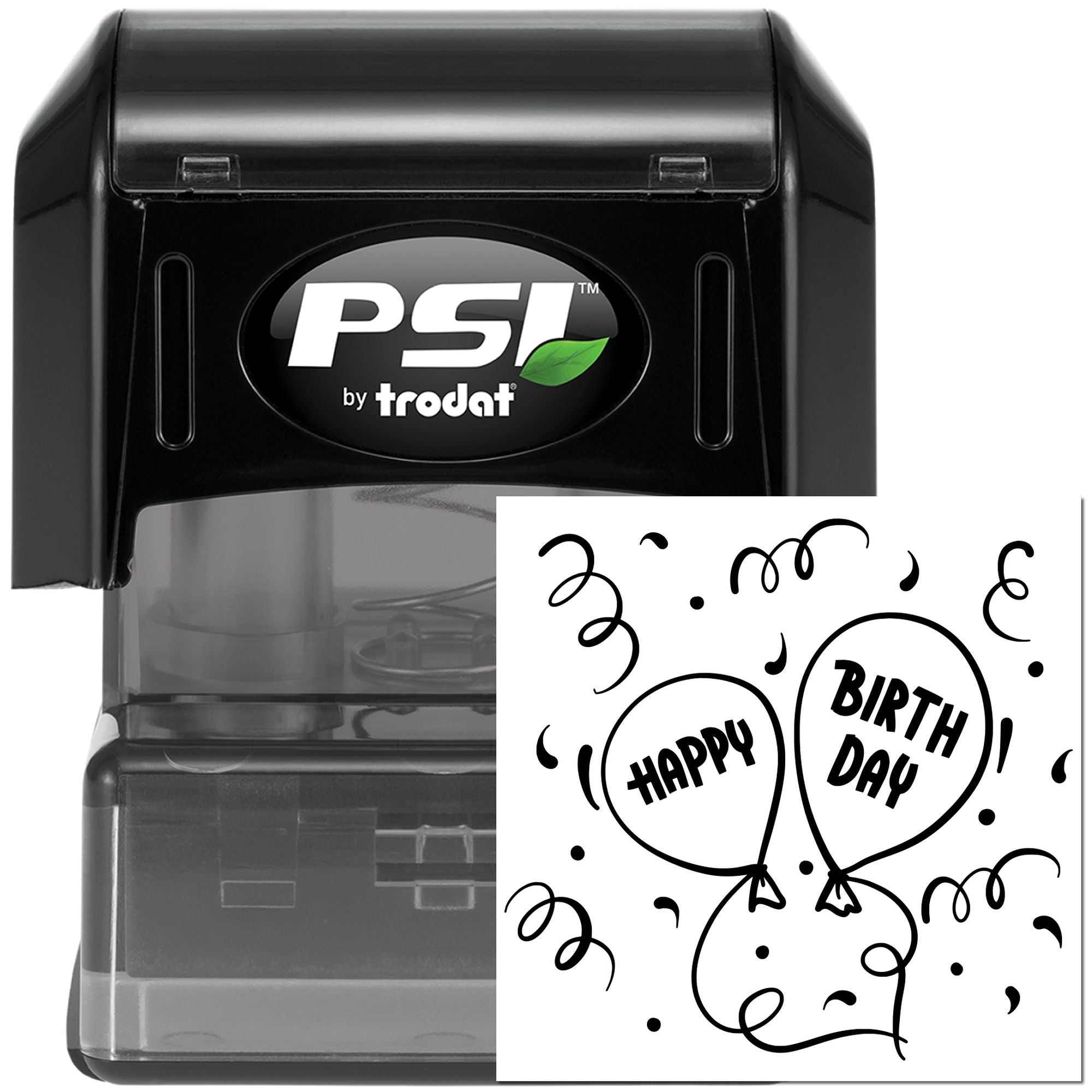 PSI by Trodat self-inking rubber stamp with Happy Birthday balloon design for birthday cards and crafts