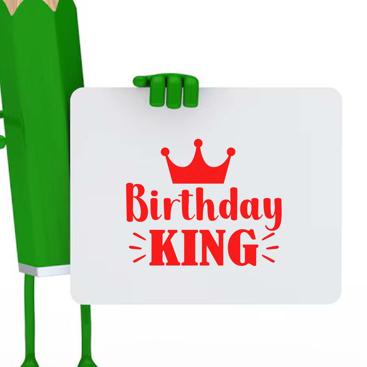 Birthday King rubber stamp design with crown, ideal for birthday cards, party invitations, and custom stamping.