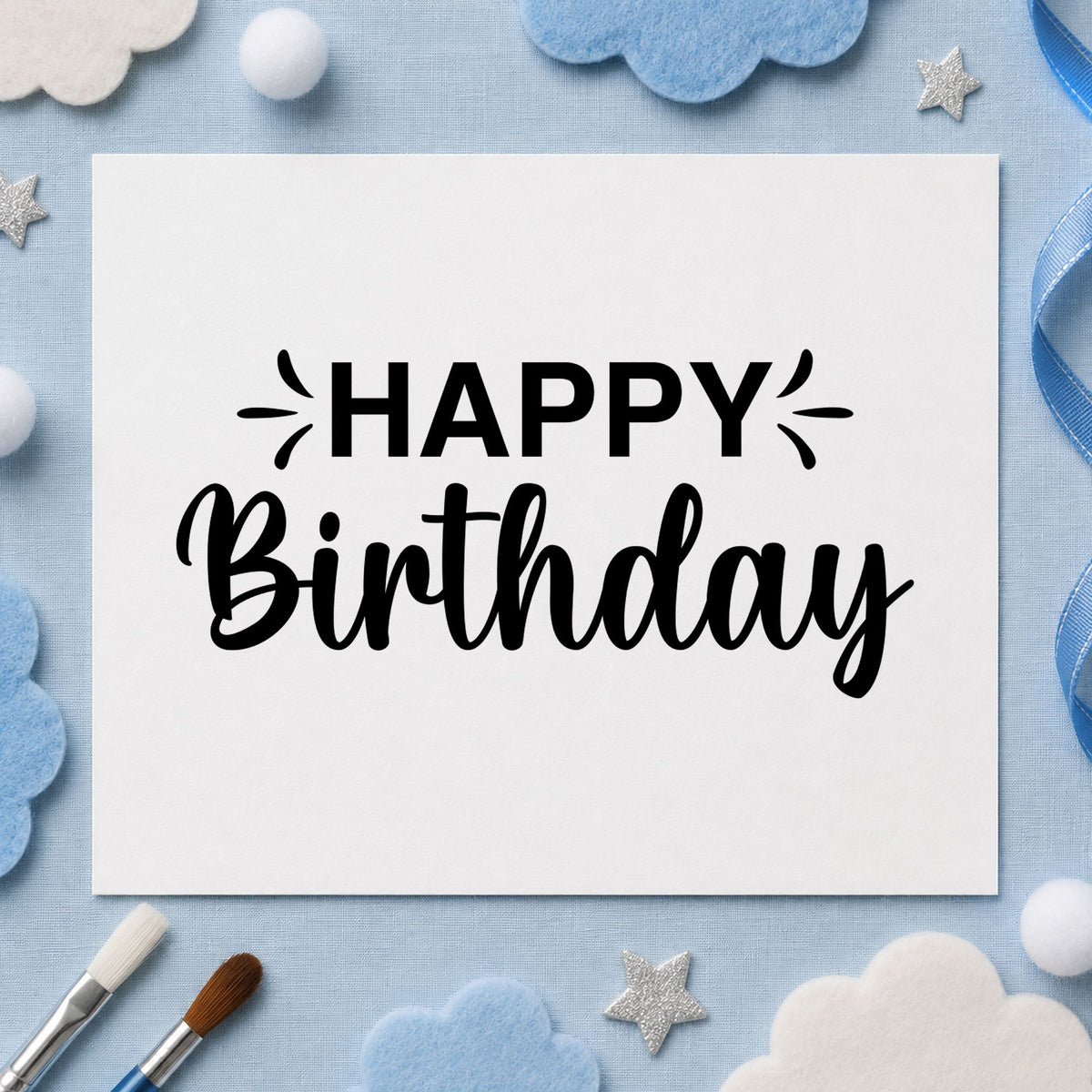 Happy Birthday Accent Script Pre-Inked Stamp – PSI in use 3