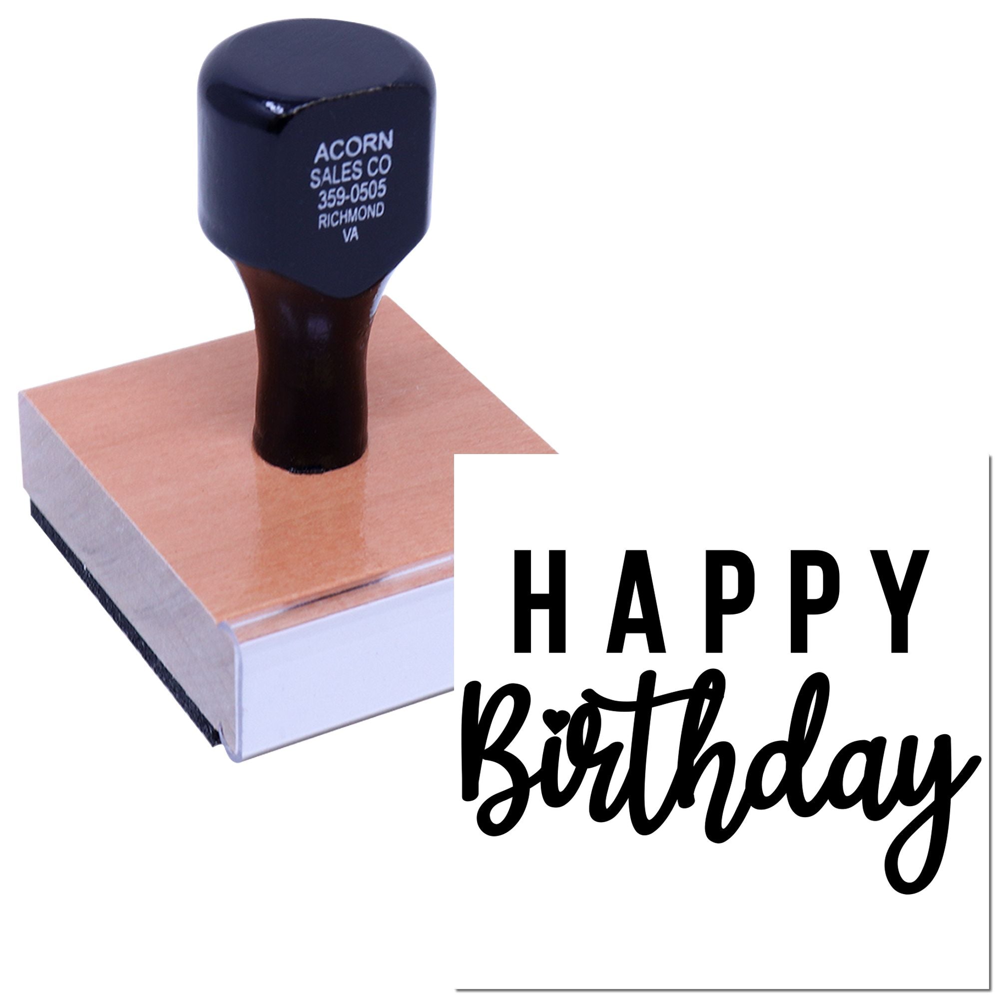 Happy Birthday rubber stamp for cards, invitations, and custom birthday greeting projects.