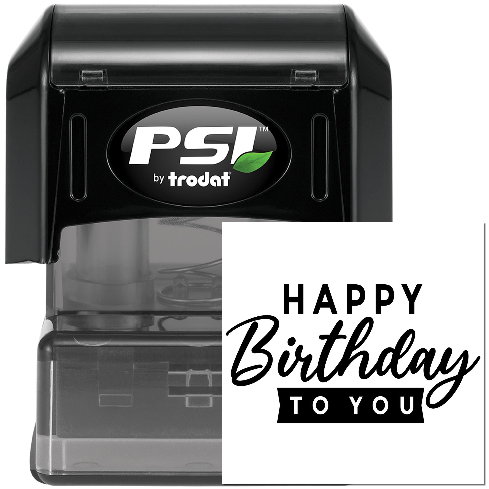 PSI by Trodat self-inking birthday rubber stamp with Happy Birthday to You design for cards and gifts.