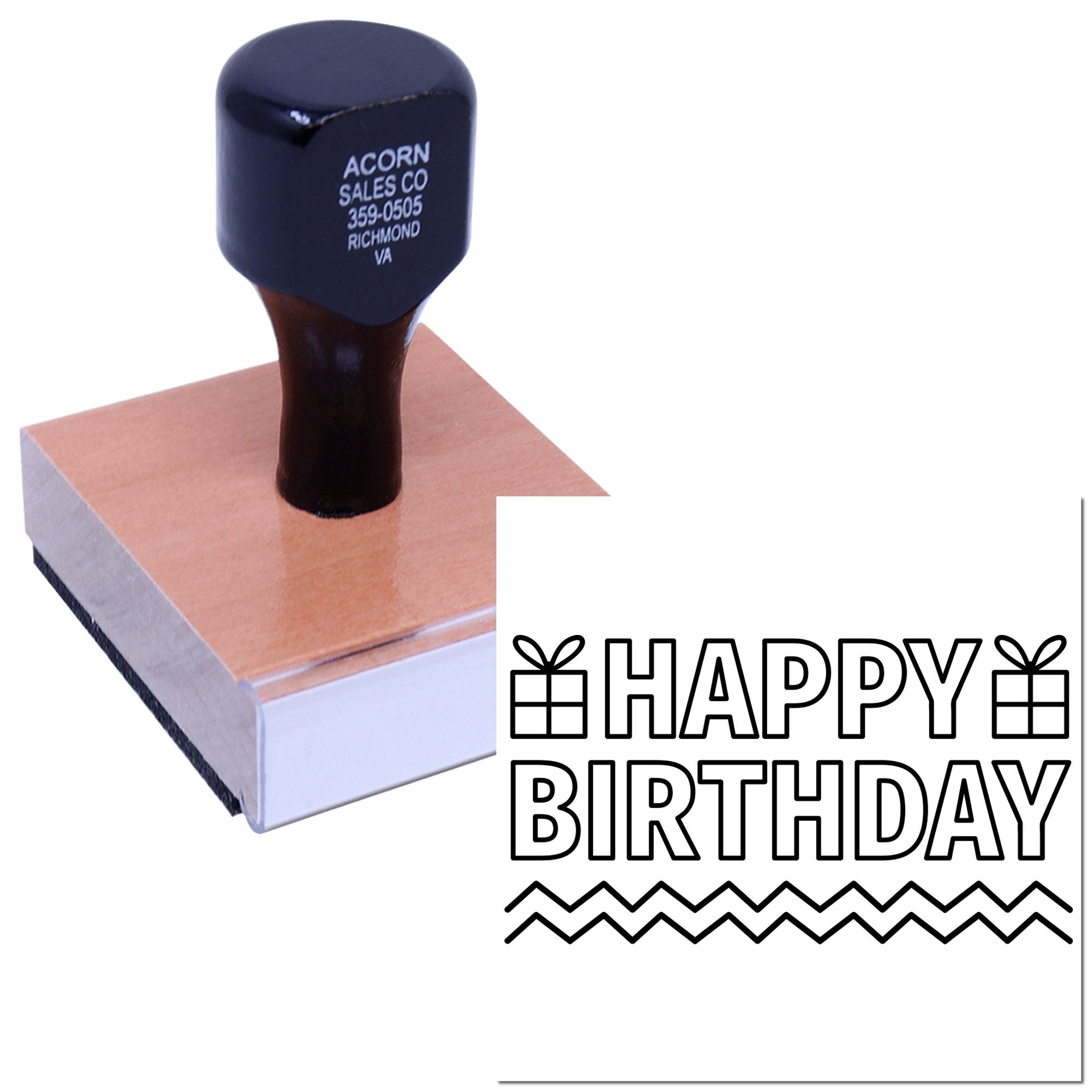 Happy Birthday rubber stamp for custom cards, gift wrap, and birthday packaging
