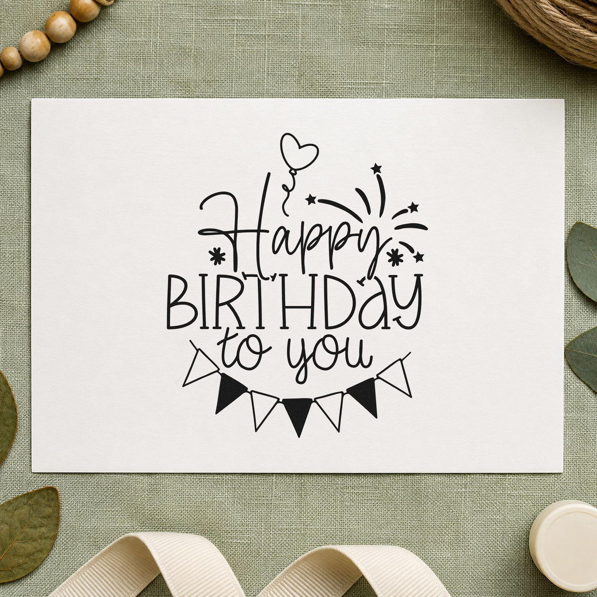 Birthday To You Fireworks Balloons Pre-Inked Stamp – Slim in use 4