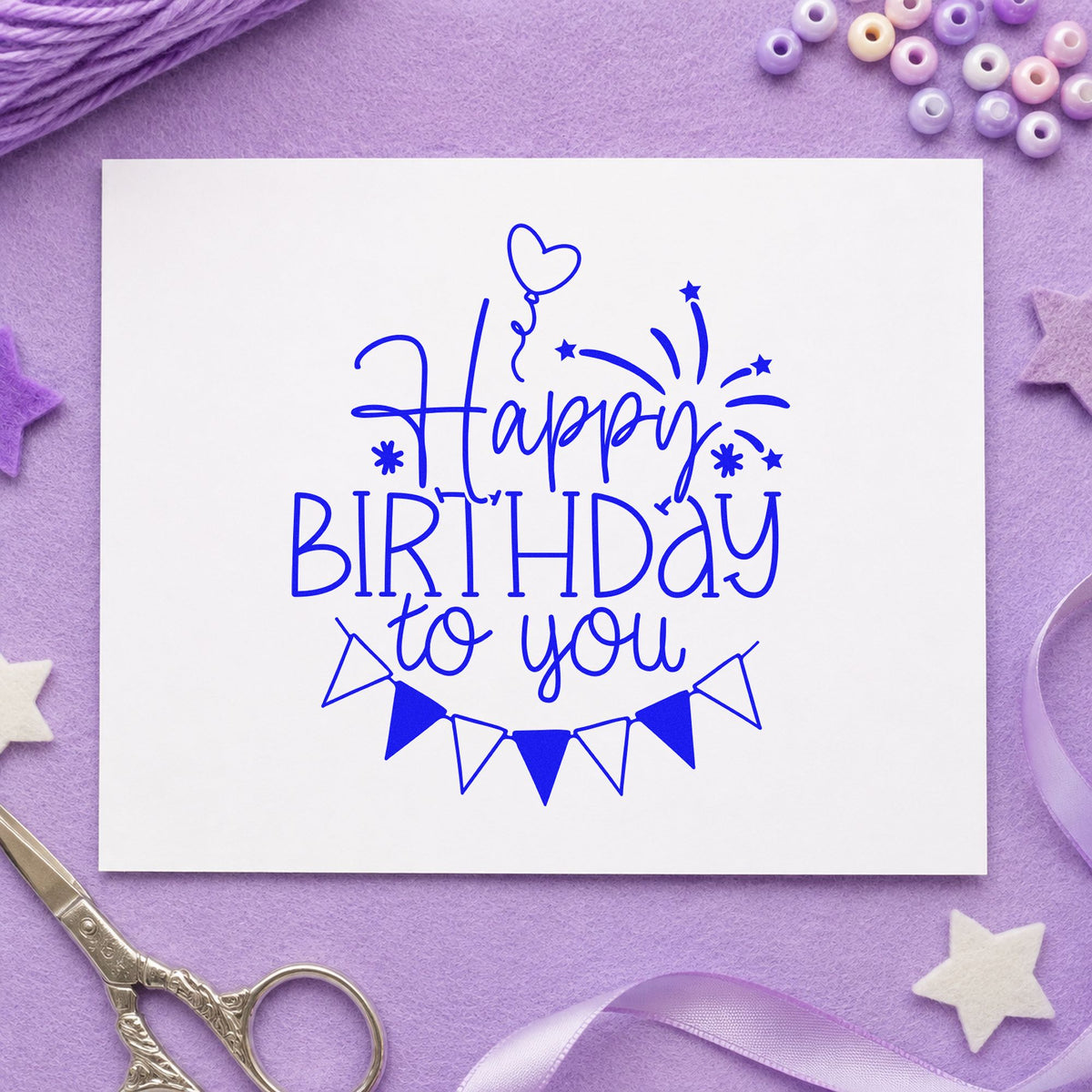 Birthday To You Fireworks Balloons Stamp – Self-Inking in use 5
