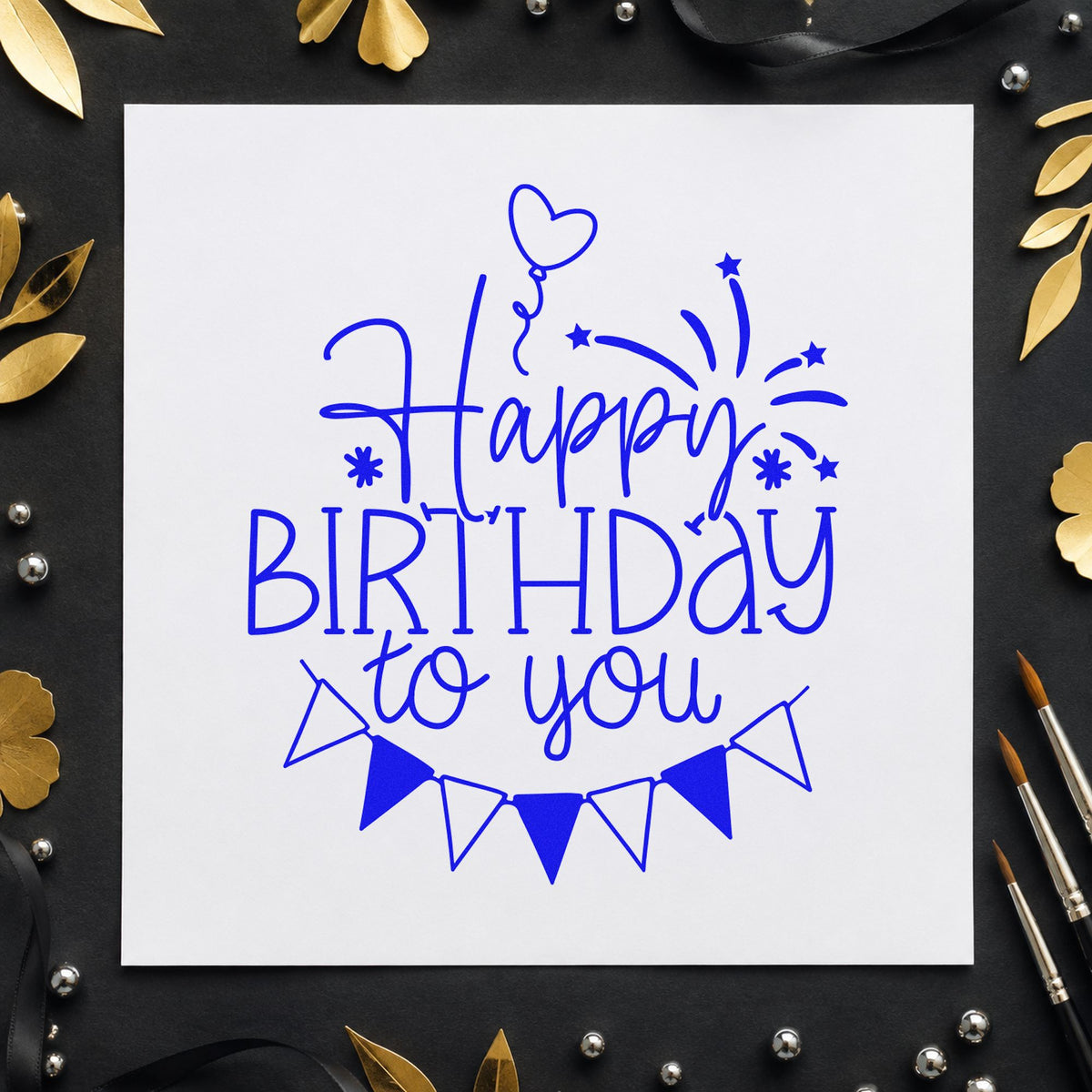 Birthday To You Fireworks Balloons Stamp – Self-Inking in use 6