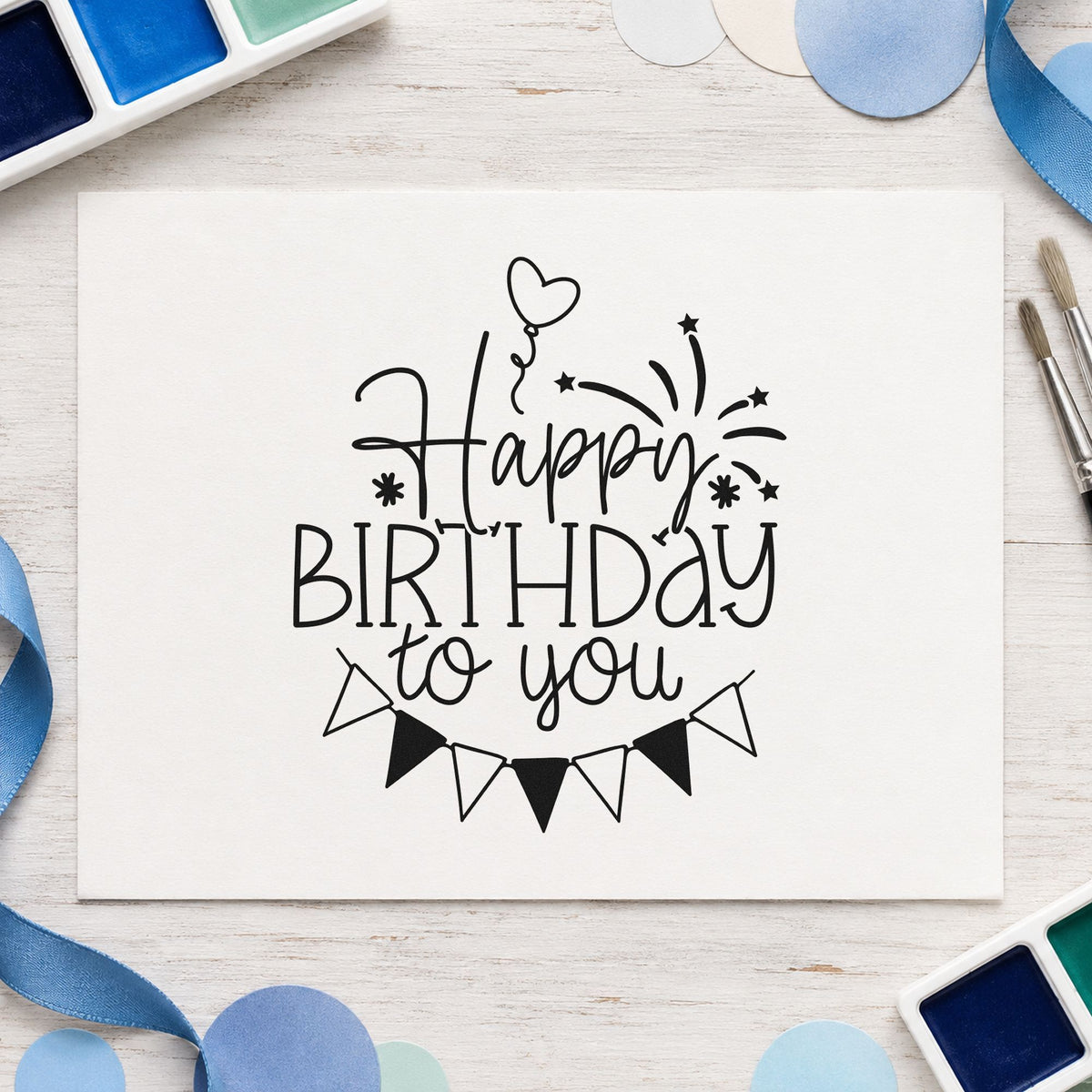 Birthday To You Fireworks Balloons Stamp – Self-Inking in use 9