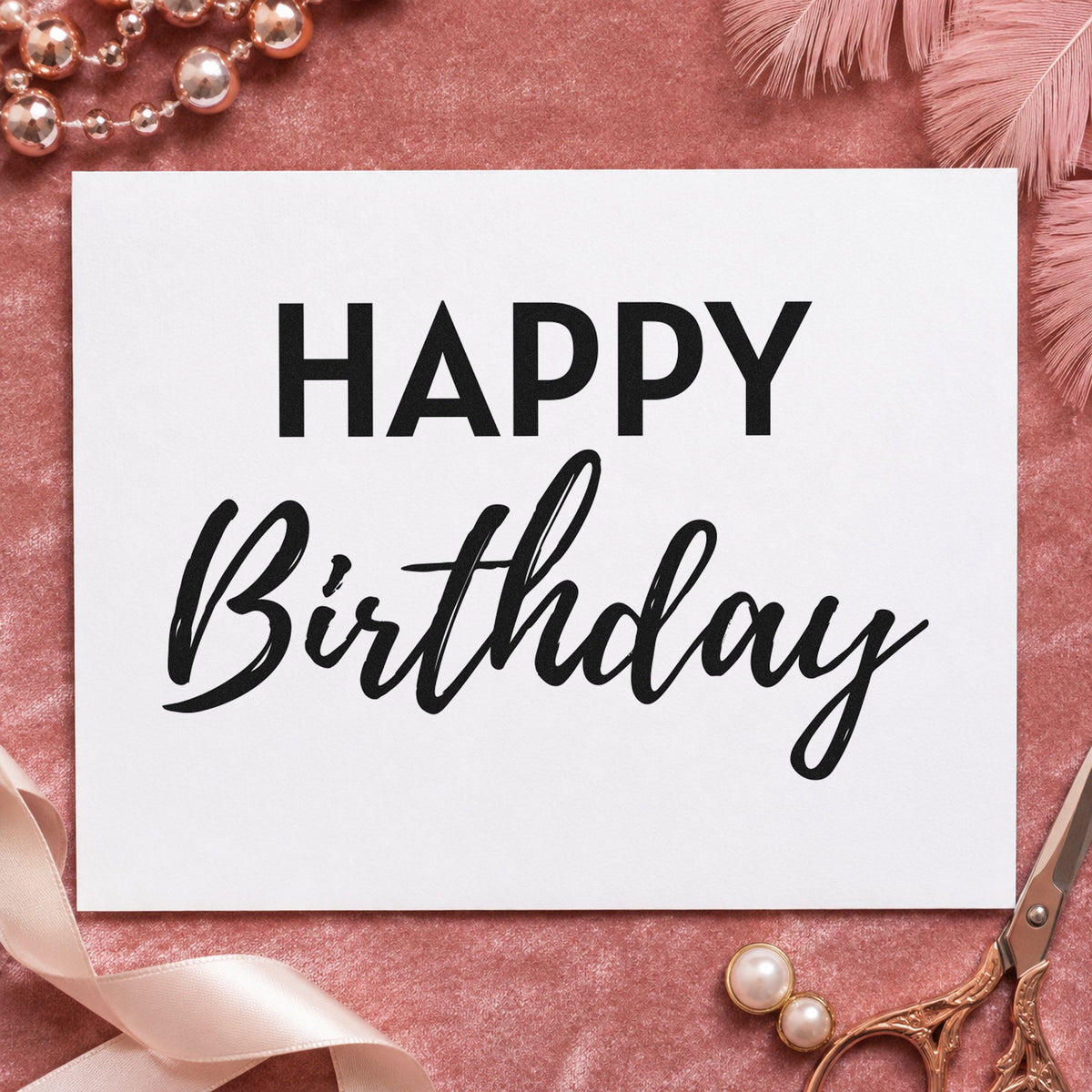 Happy Birthday Bold Contrast Script Lettering Craft Stamp – Self-Inking in use 10