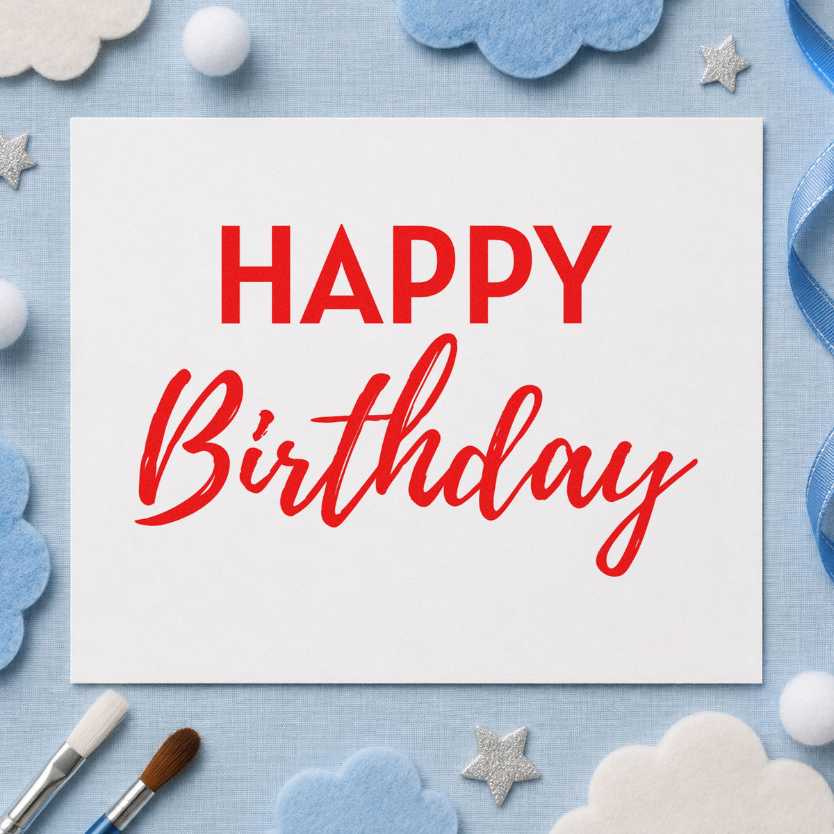 Happy Birthday Bold Contrast Script Lettering Craft Stamp – Self-Inking in use 7