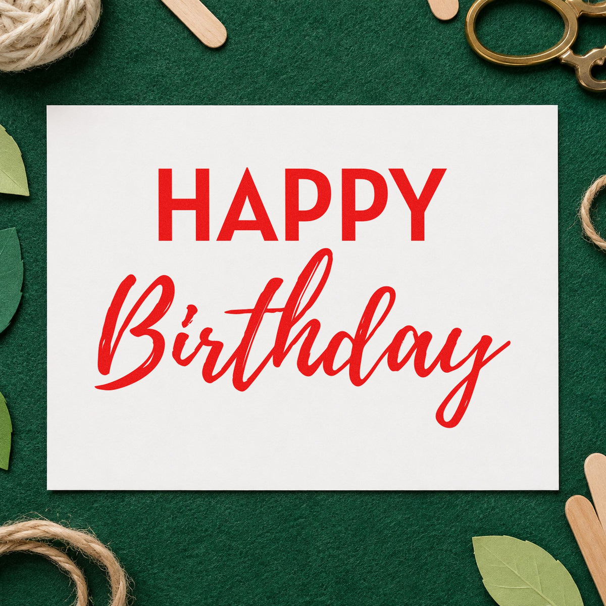 Happy Birthday Bold Contrast Script Lettering Craft Stamp – Self-Inking in use 8