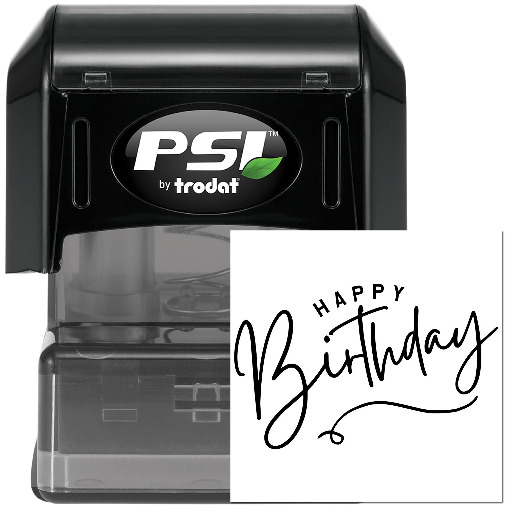 PSI by Trodat self-inking rubber stamp with Happy Birthday imprint for personalized greeting cards and party invitations