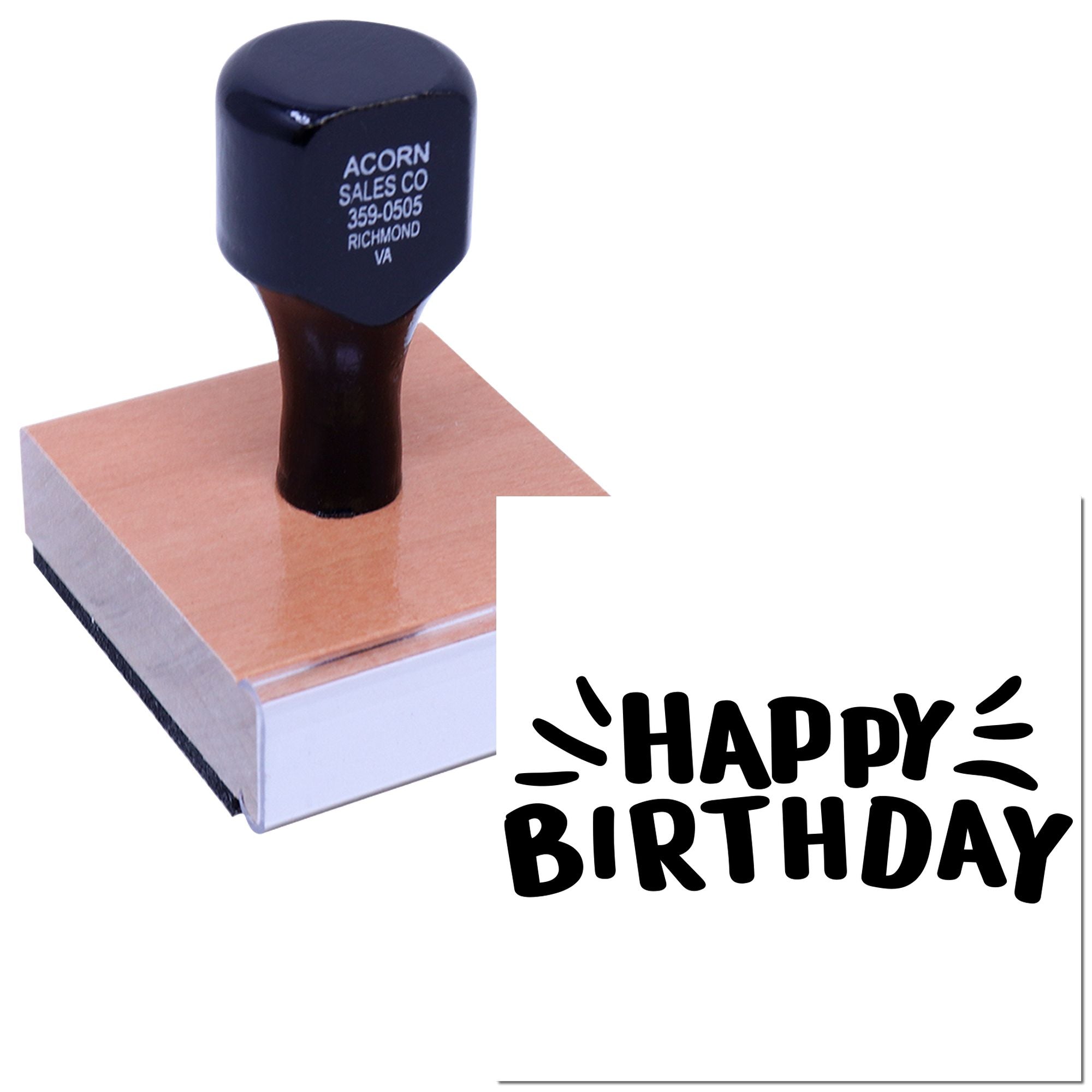 Happy Birthday rubber stamp for birthday cards, invitations, and craft projects