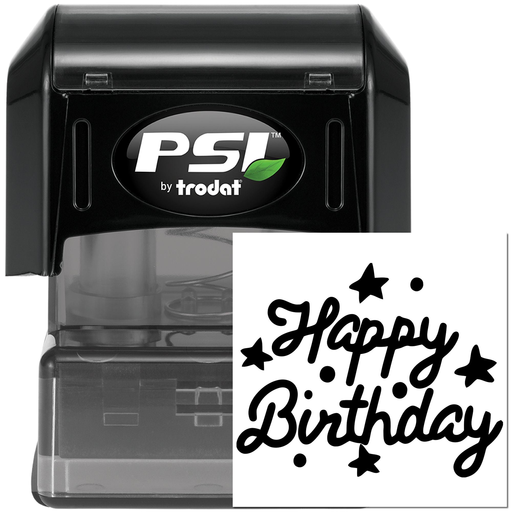PSI by Trodat self-inking Happy Birthday rubber stamp for custom birthday cards, invitations, and party favors.