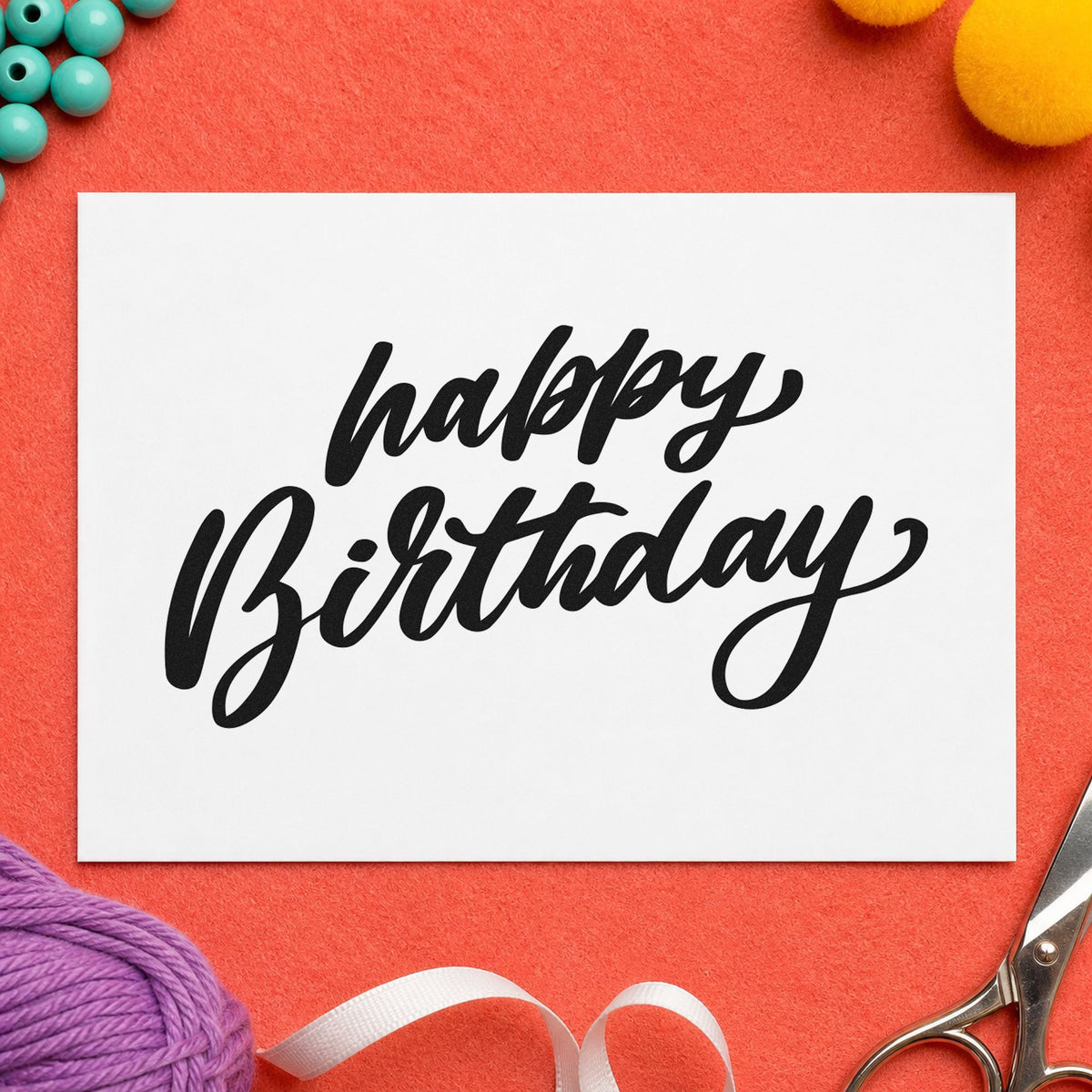 Happy Birthday Slanted Brush Stamp – Duo Hand in use 10