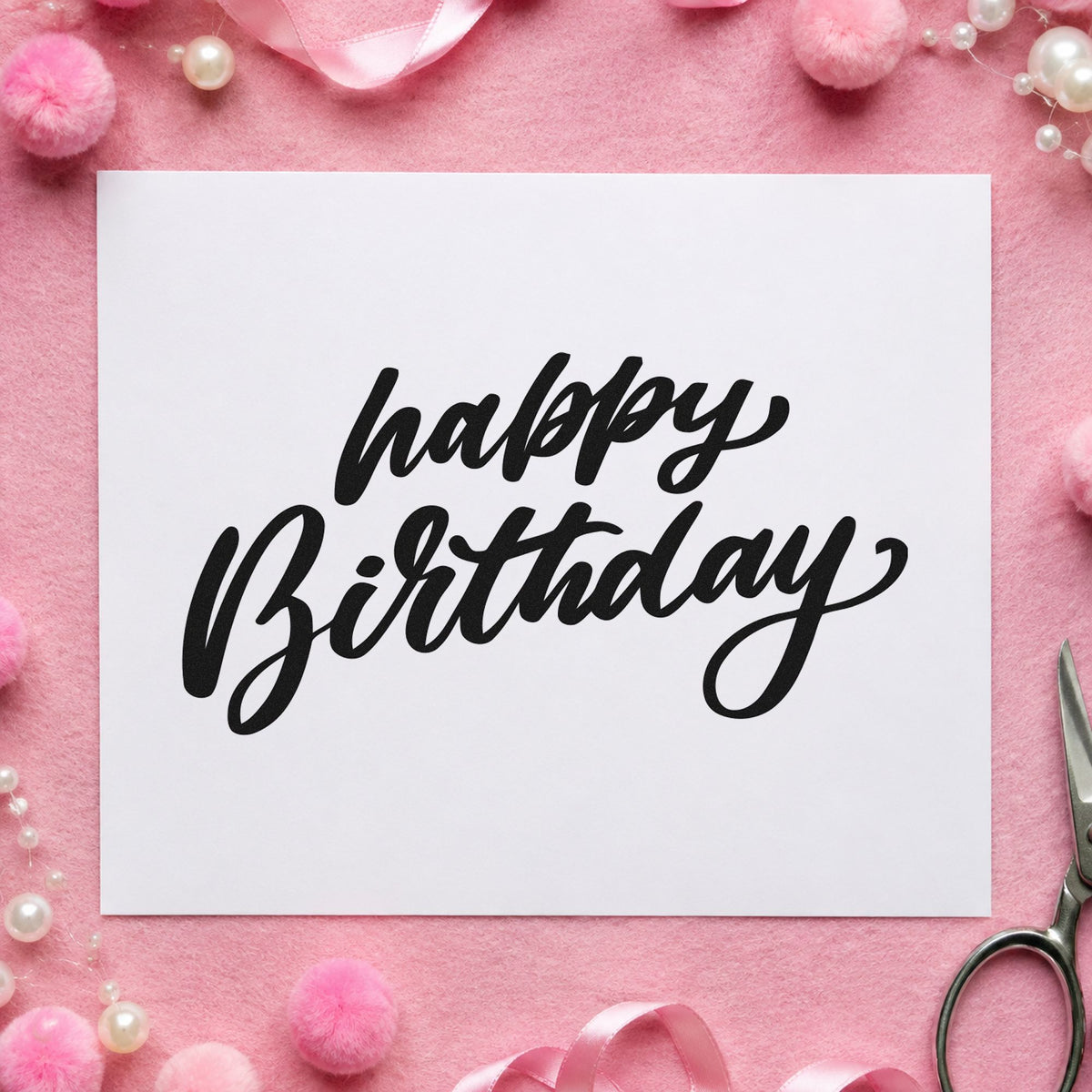Happy Birthday Slanted Brush Stamp – Duo Hand in use 4