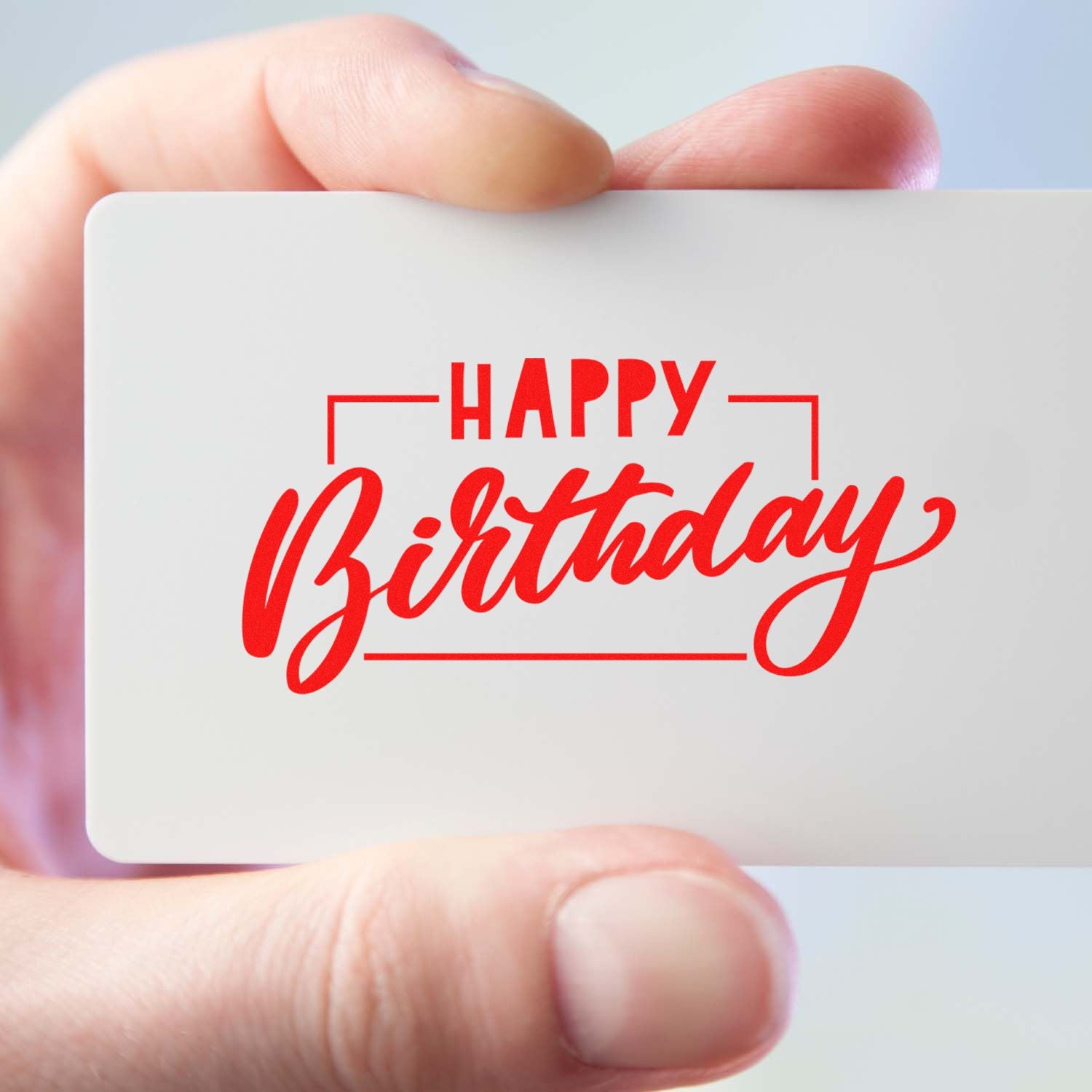 Happy Birthday custom rubber stamp design for birthday cards, scrapbooking, and craft projects.