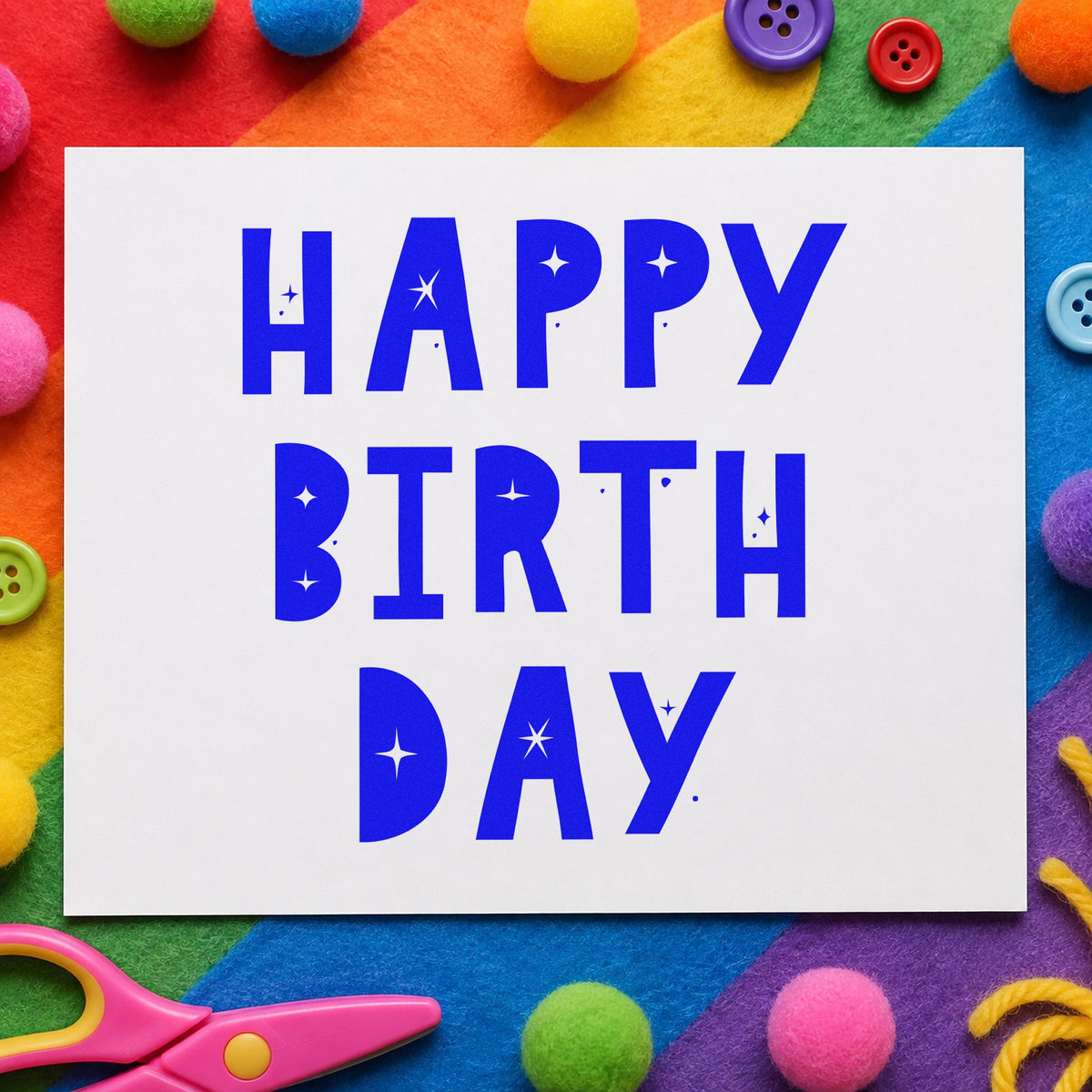 Birthday Block Star Cutouts Lettering Rubber Stamp – Wood Handle in use 5