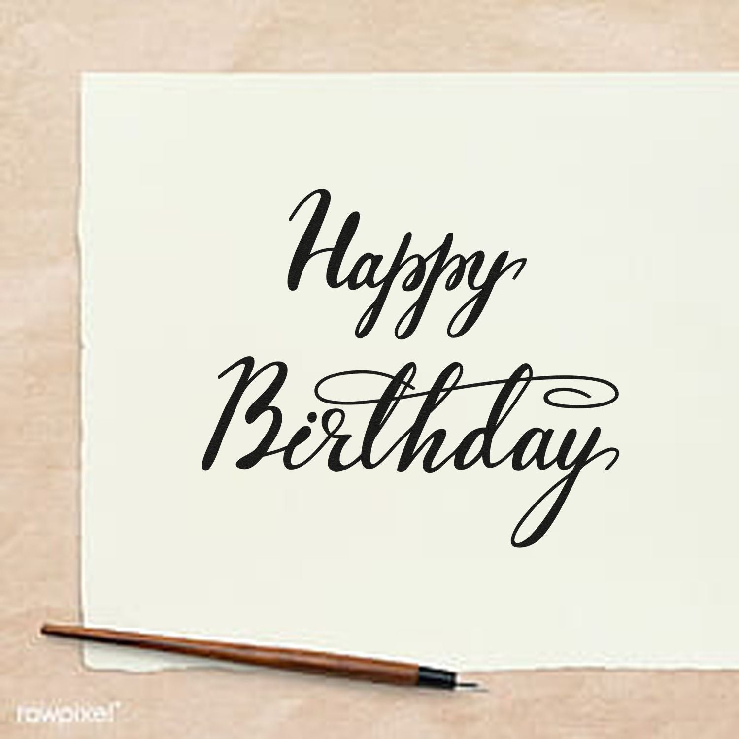 Happy Birthday calligraphy rubber stamp design for birthday cards and handmade crafts