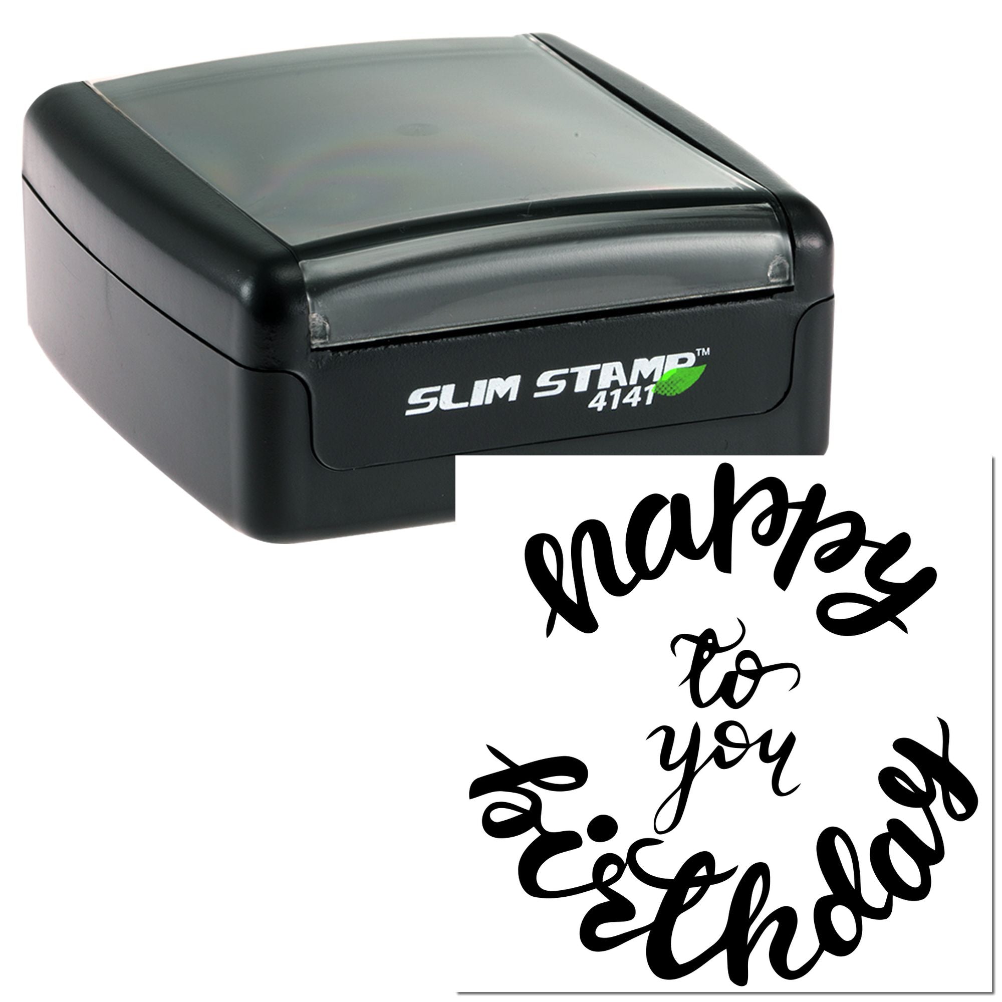 Self-inking Slim Stamp 4141 rubber stamp with custom thank you design for cards, gifts, and packaging.